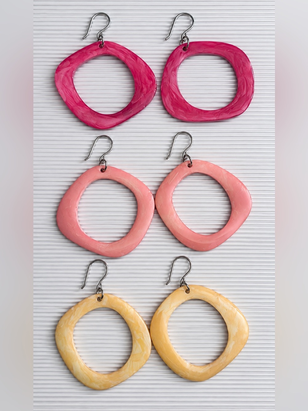 3-Pair Hand-Painted Hoop Earring Set | Peach Fuzz, Sugar Coral & Caramel Cream |